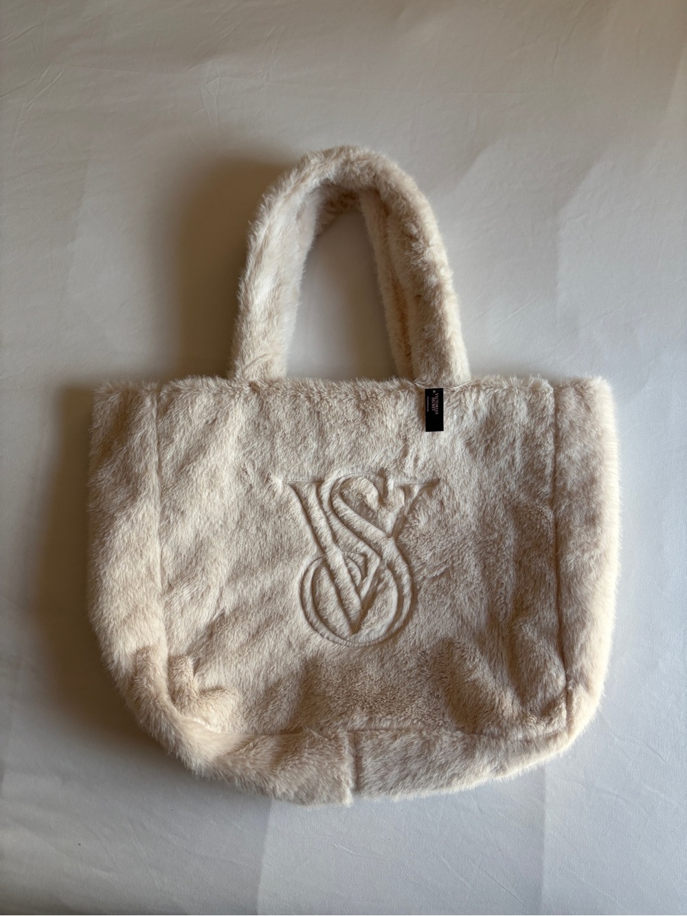 NWT Victoria’s Secret Cream Faux Fur Large Tote Bag Cozy Winter Statement